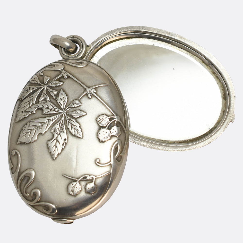 Art Nouveau French Silver Mirror & Locket Pendant