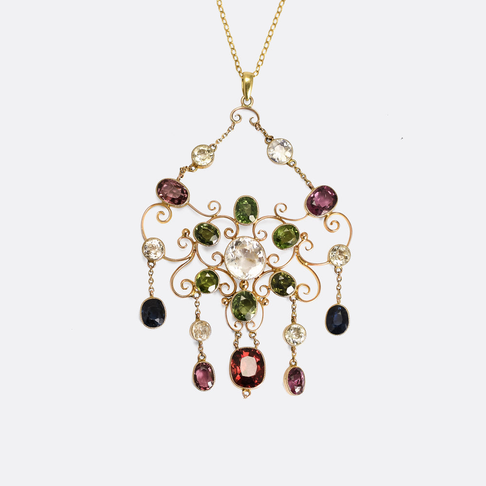 Arts & Crafts Multi-Gem Pendant