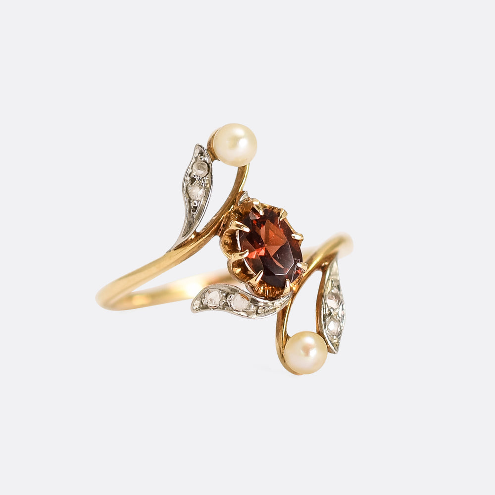 Belle Époque Pearl & Garnet Spray Ring