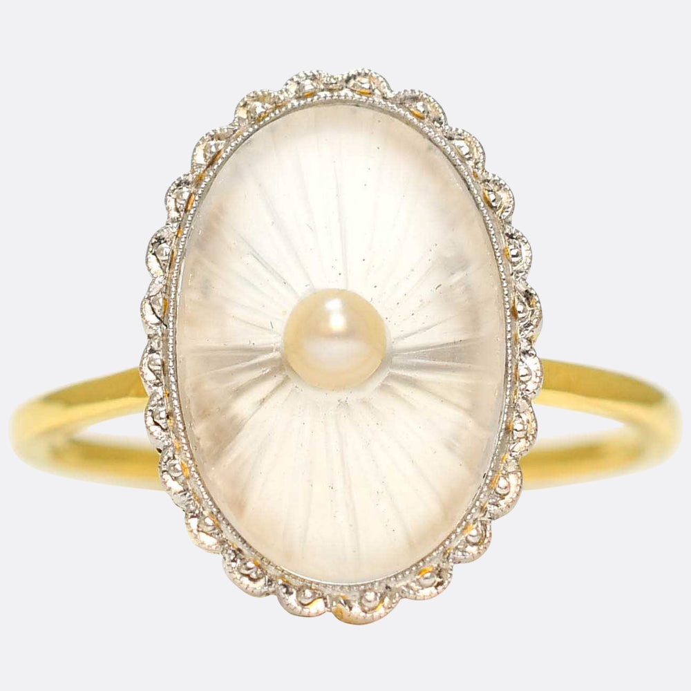 Belle Époque Rock Crystal & Pearl Oyster Shell Ring