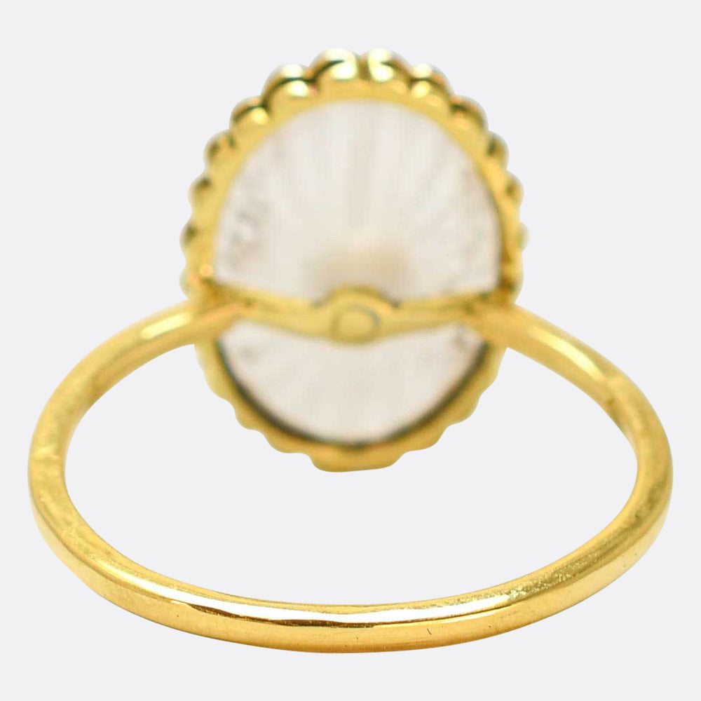 Belle Époque Rock Crystal & Pearl Oyster Shell Ring