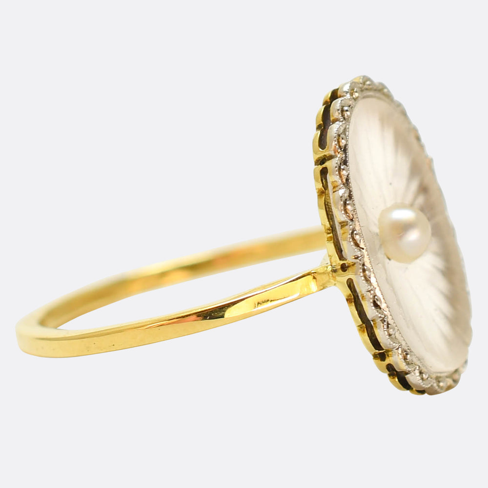 Belle Époque Rock Crystal & Pearl Oyster Shell Ring