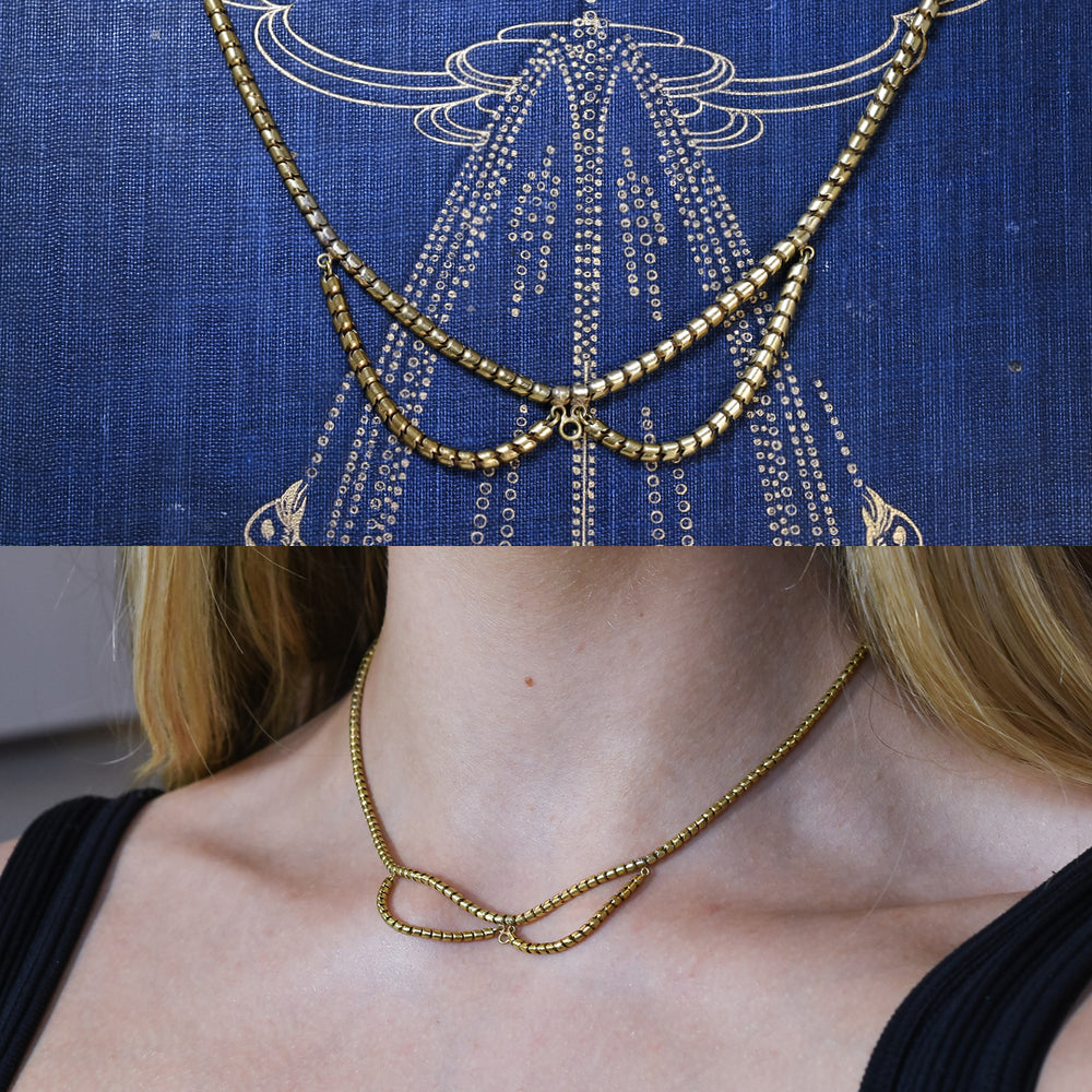 Victorian 15k Gold Swag Snake Chain