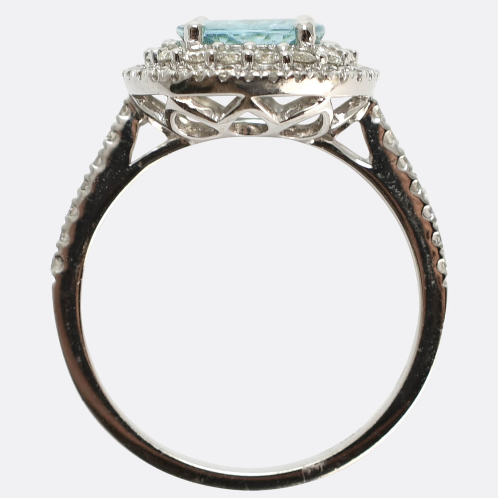 Contemporary Paraíba Tourmaline & Diamond Halo Ring