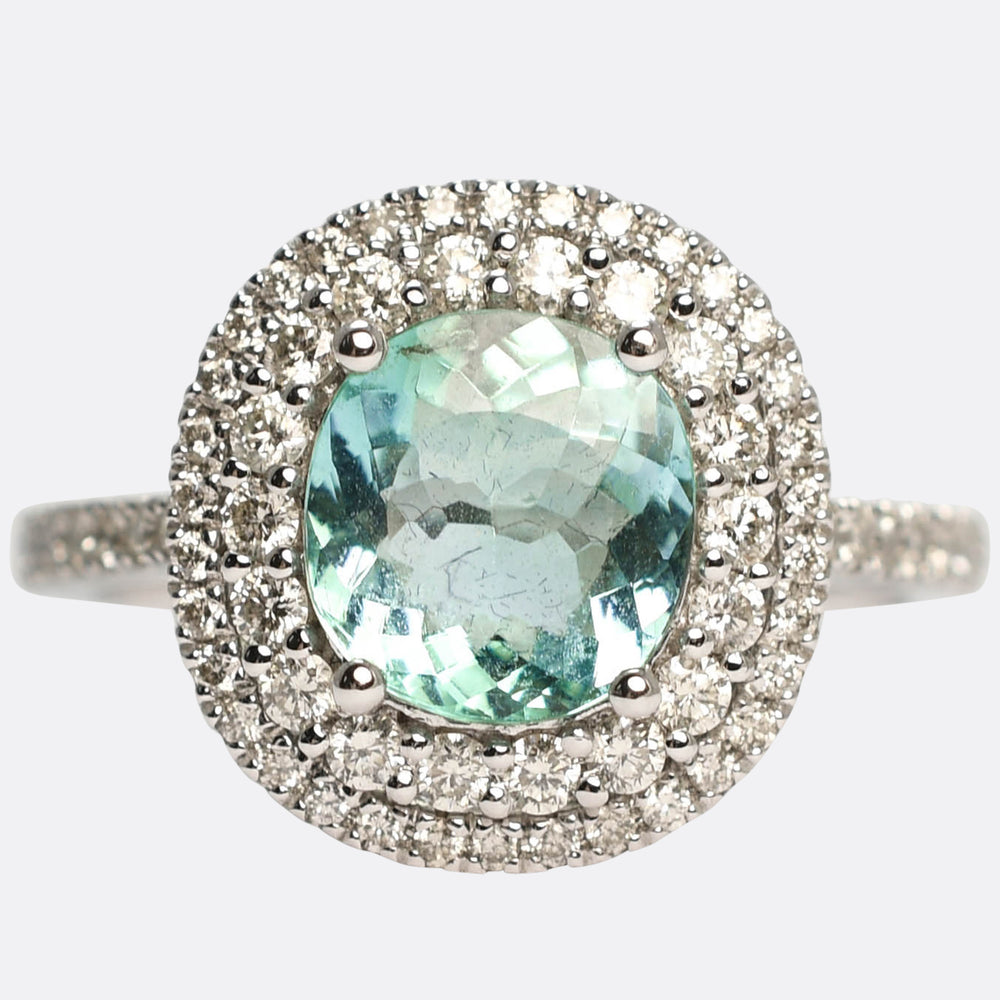 Contemporary Paraíba Tourmaline & Diamond Halo Ring