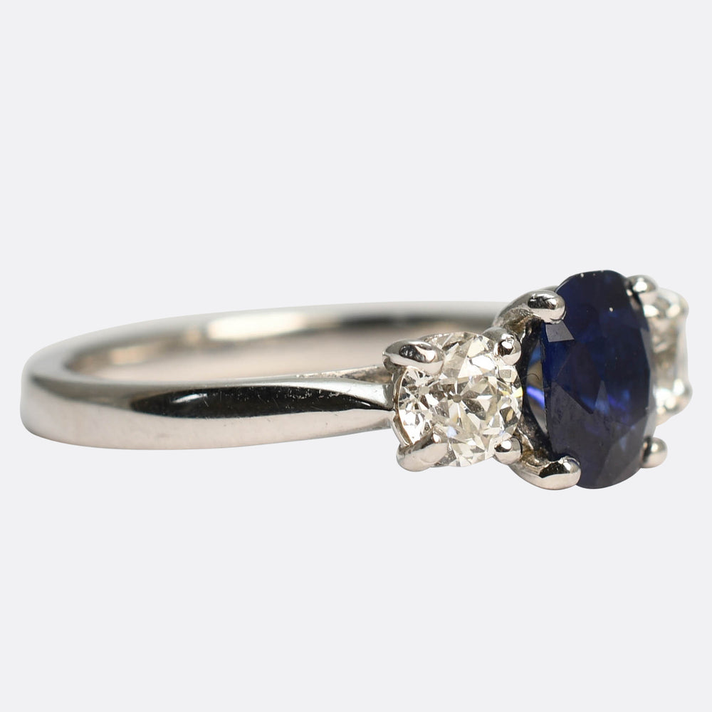 Contemporary Sapphire & Diamond Trilogy Ring