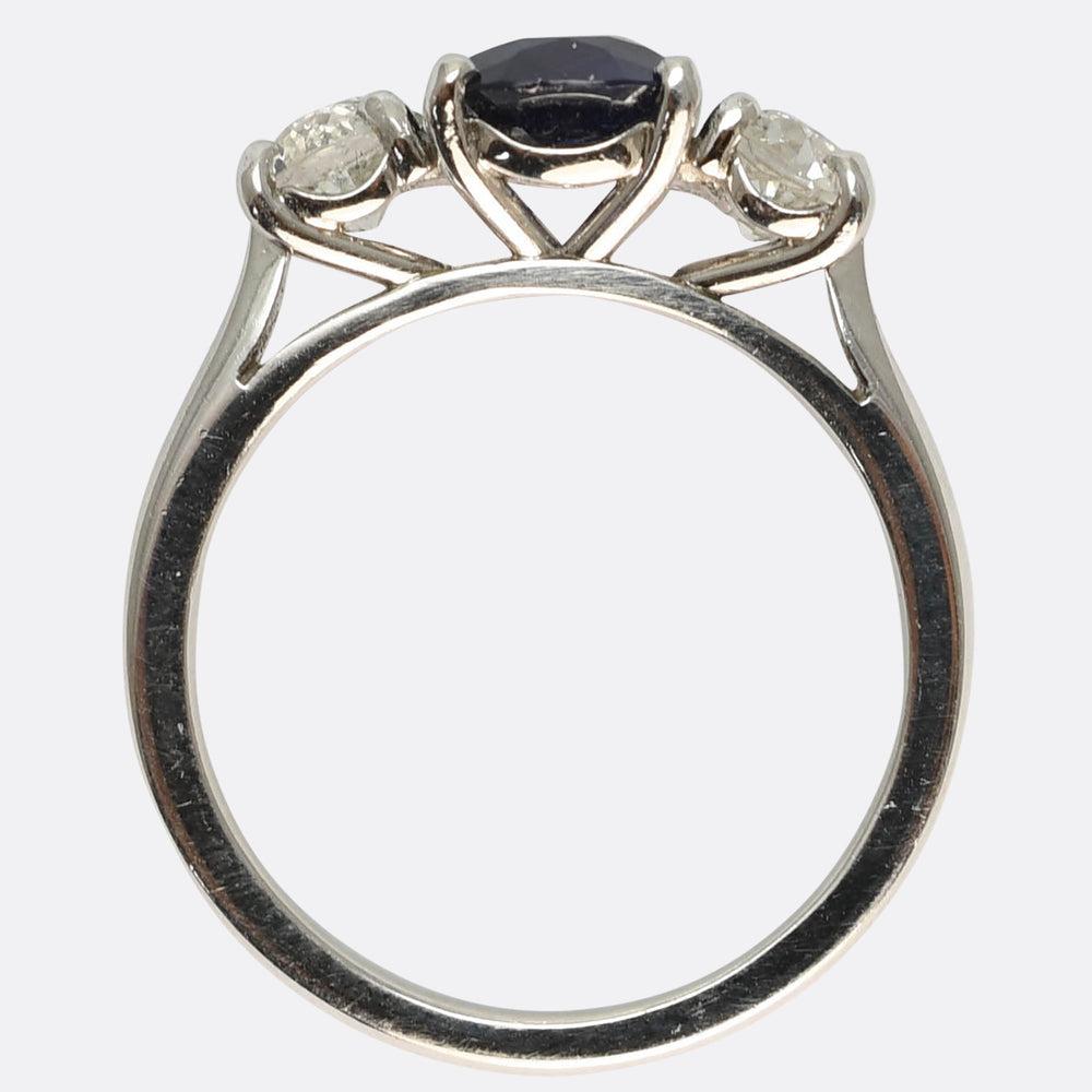 Contemporary Sapphire & Diamond Trilogy Ring