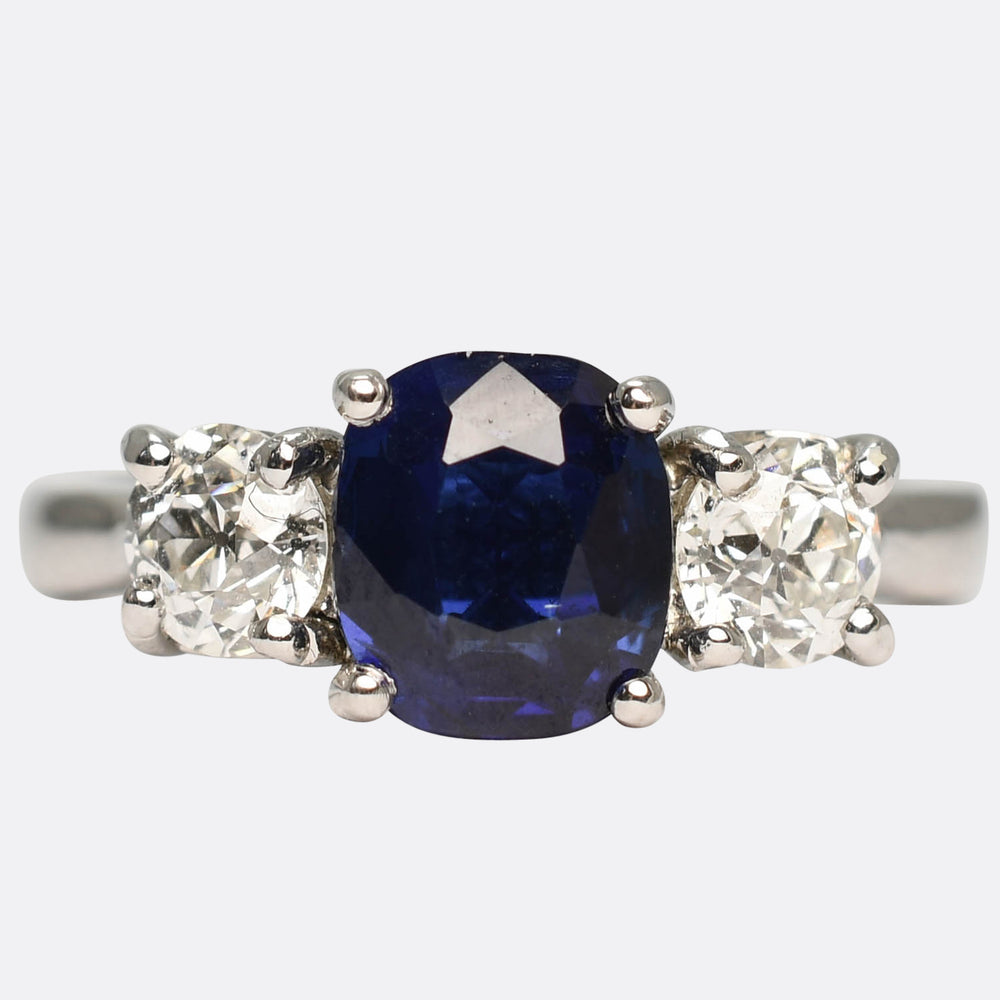 Contemporary Sapphire & Diamond Trilogy Ring