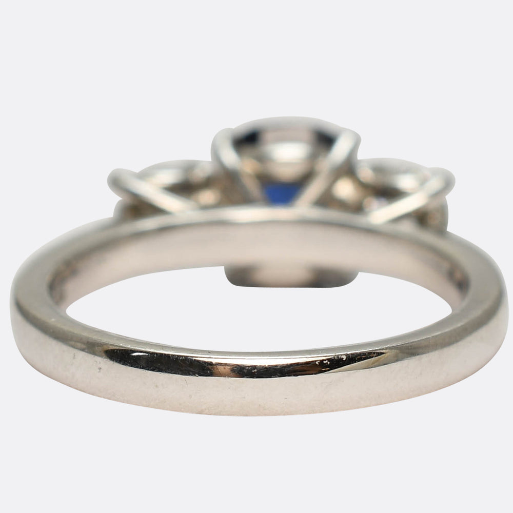 Contemporary Sapphire & Diamond Trilogy Ring