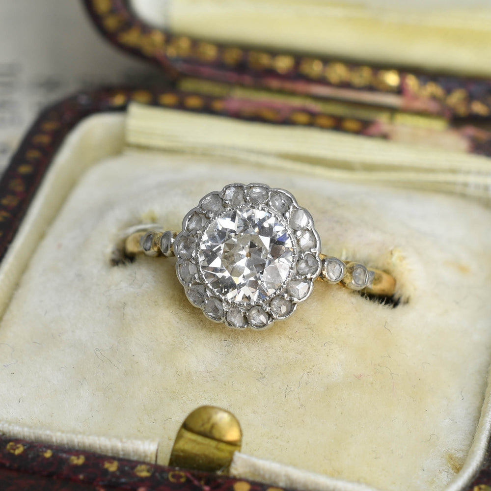 Edwardian Diamond Flower Cluster Engagement Ring