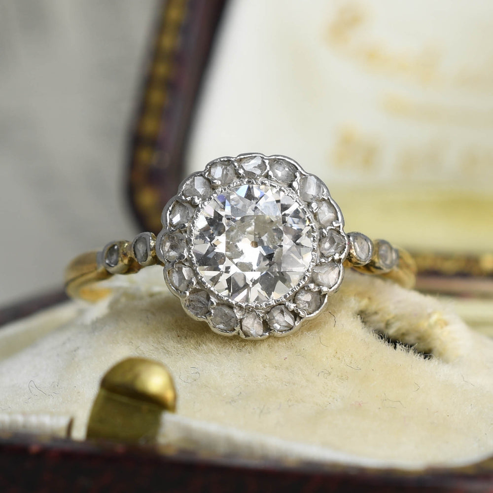 Edwardian Diamond Flower Cluster Engagement Ring