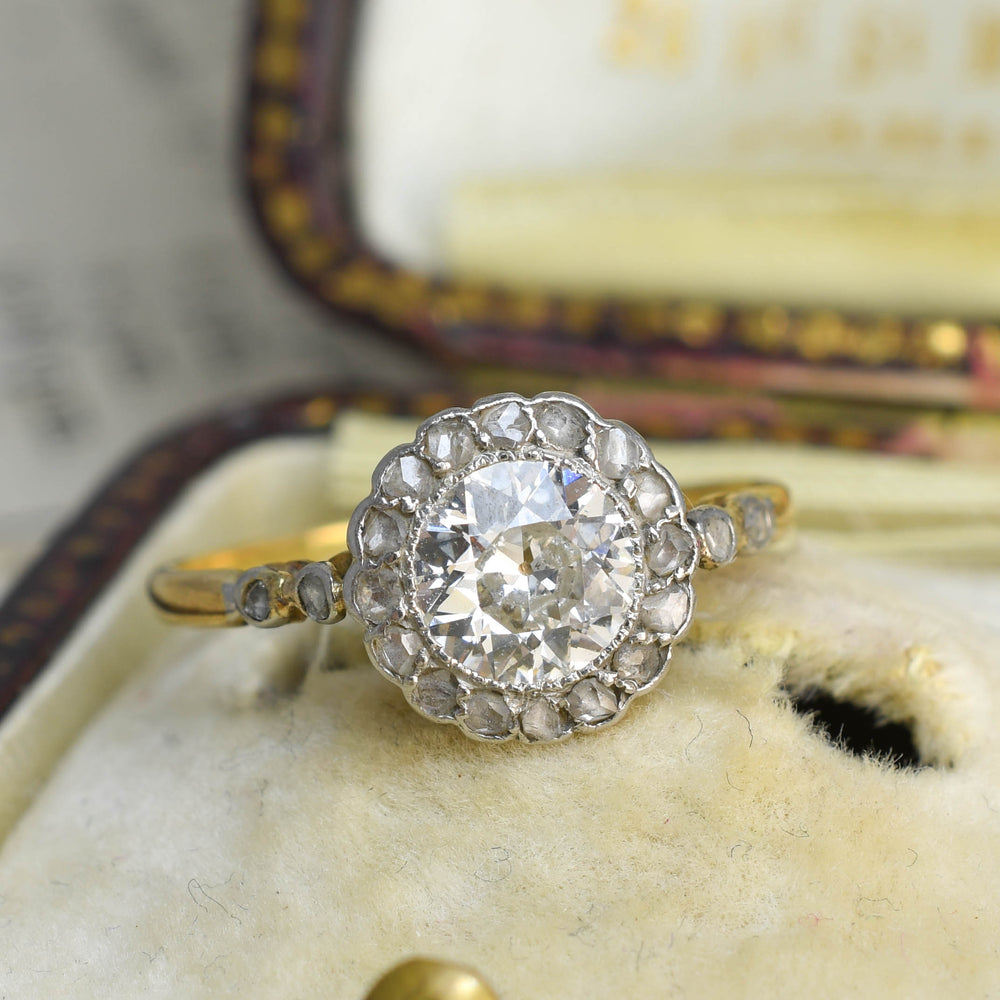 Edwardian Diamond Flower Cluster Engagement Ring