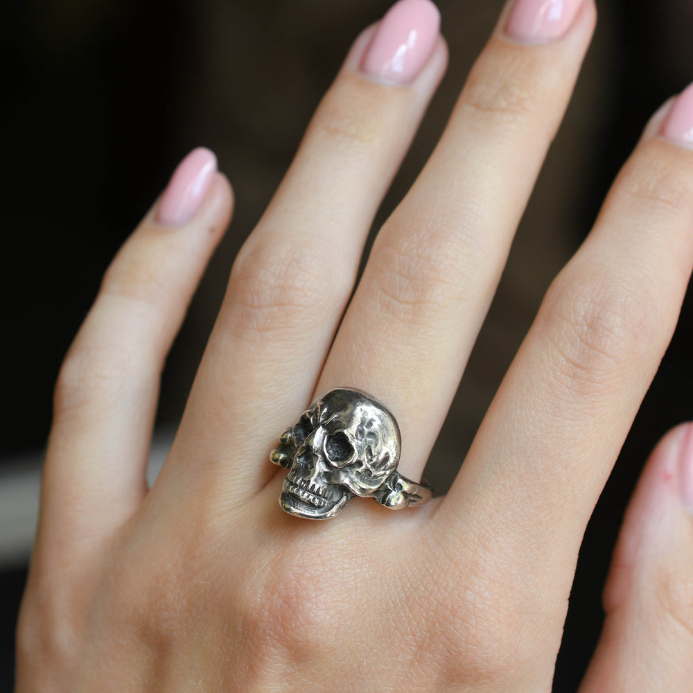 Victorian French Silver Skull Ring