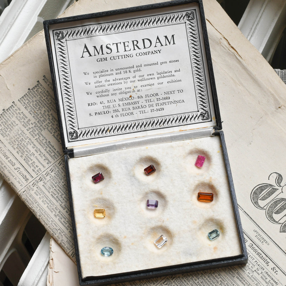 1940's Gemstone Sample Case by Amsterdam Gem Cutting Company