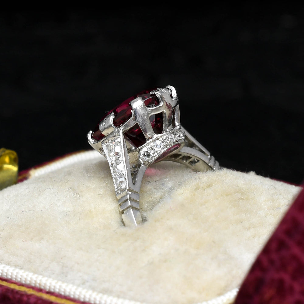 Art Deco Rare 3.25ct Spinel & Diamond Engagement Ring