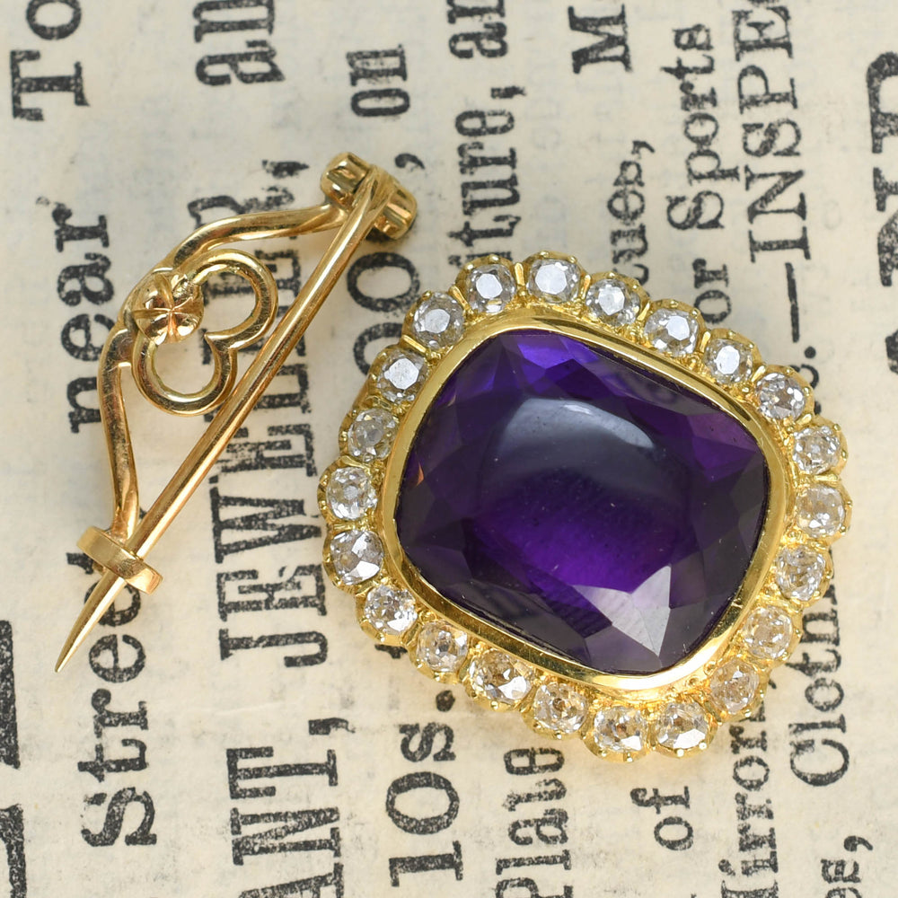 Victorian Amethyst & Diamond Cluster Convertible Bangle Brooch