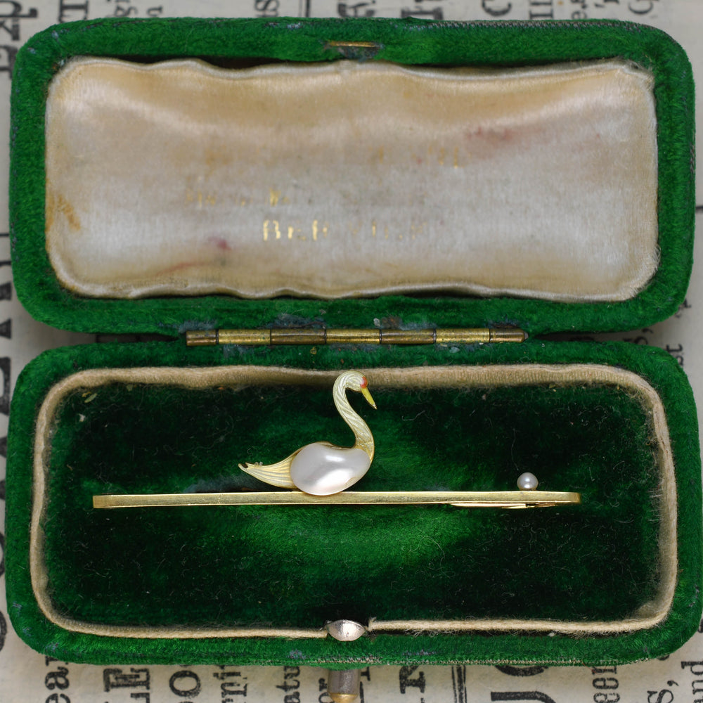 1930's Natural Pearl Swan Brooch