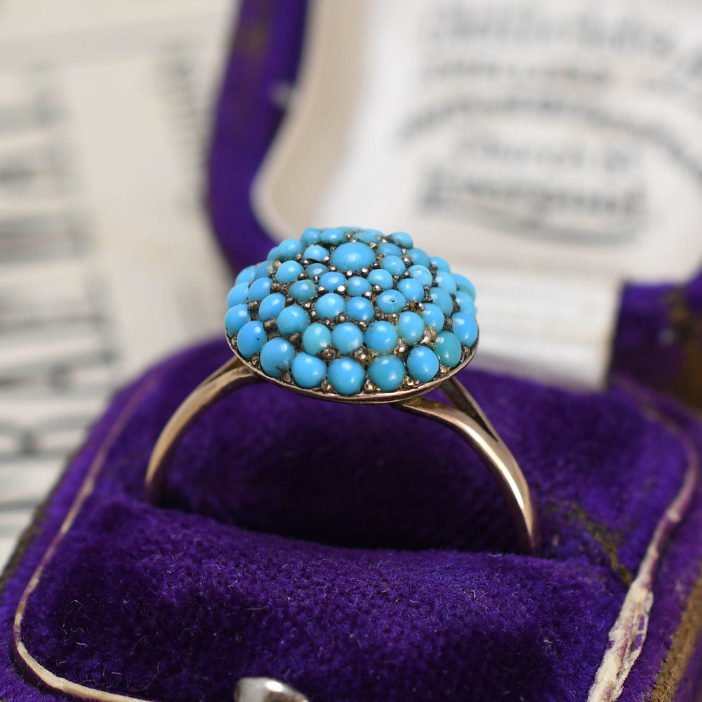 Victorian Pavé Turquoise Bombé Ring