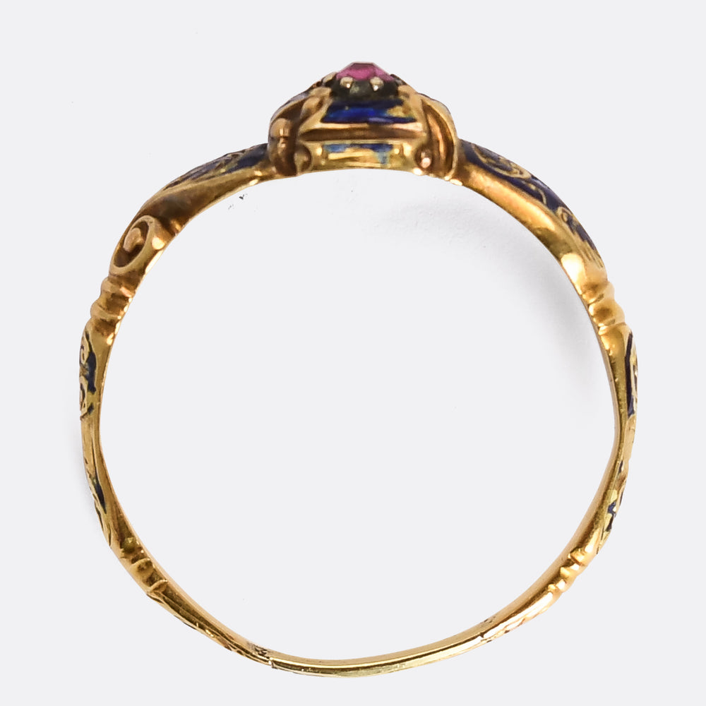 Early Georgian Ruby & Enamel Ring