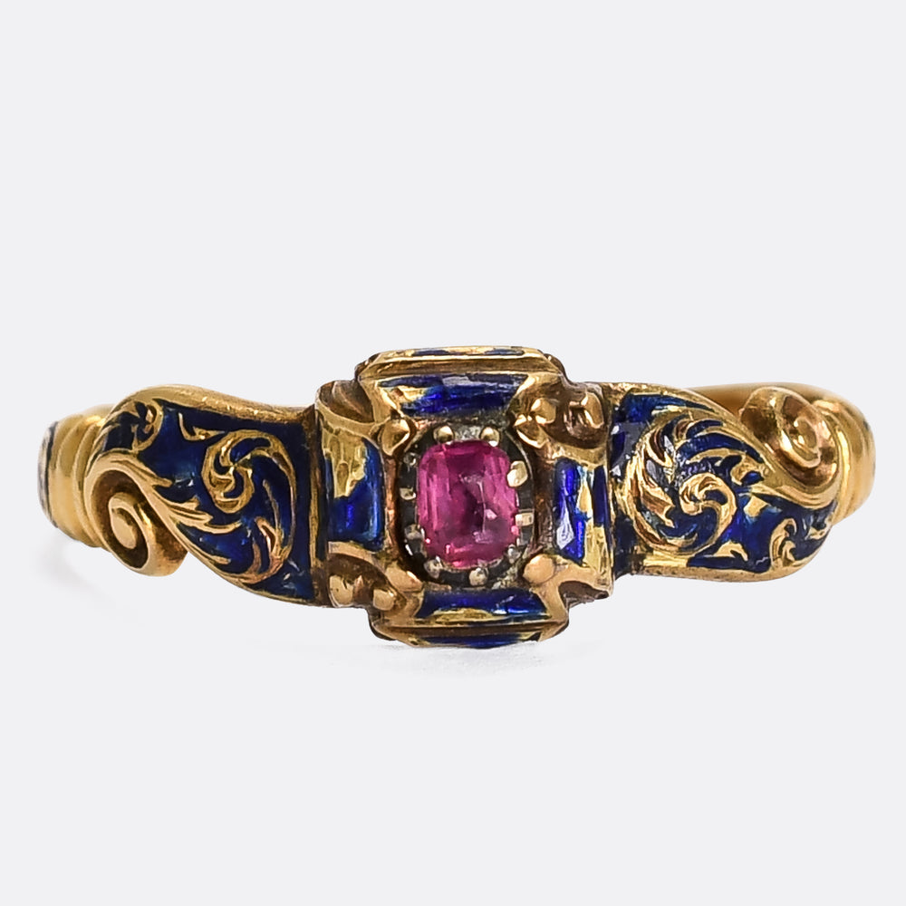 Early Georgian Ruby & Enamel Ring