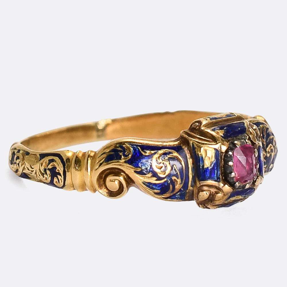 Early Georgian Ruby & Enamel Ring