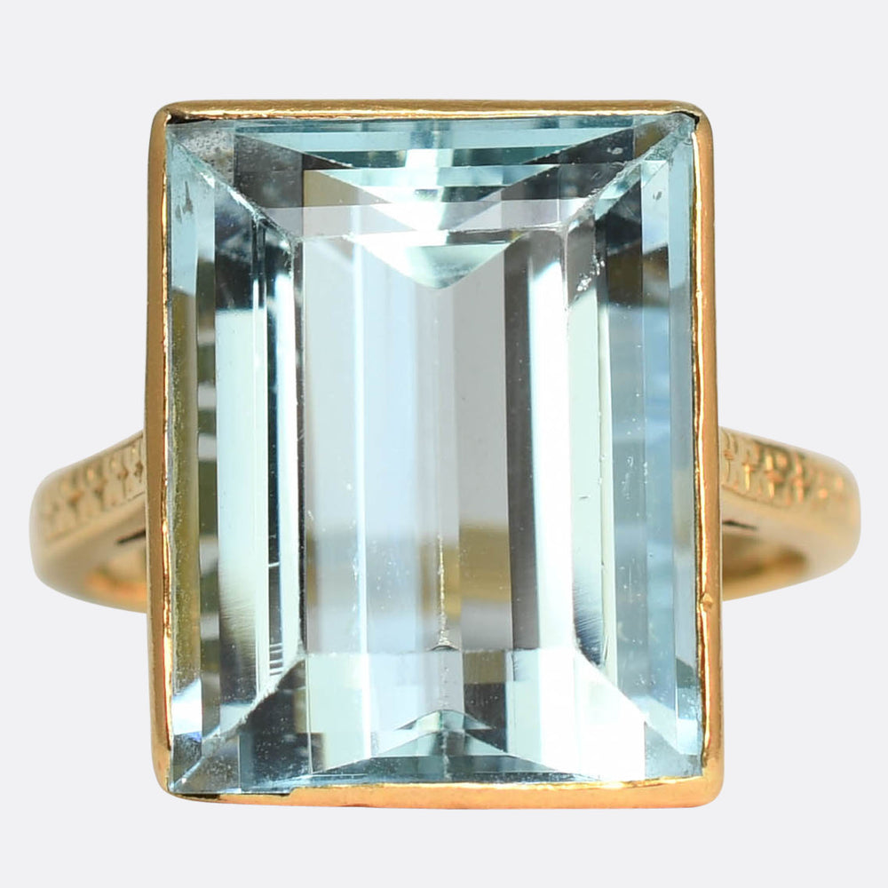 Edwardian 14.9ct Aquamarine Solitaire Ring