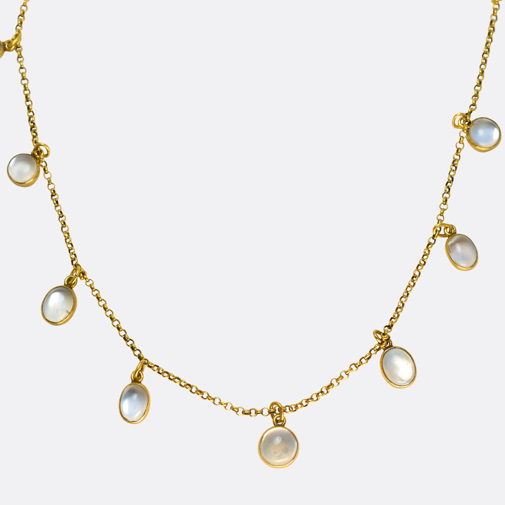 Edwardian 15k Gold Moonstone Necklace