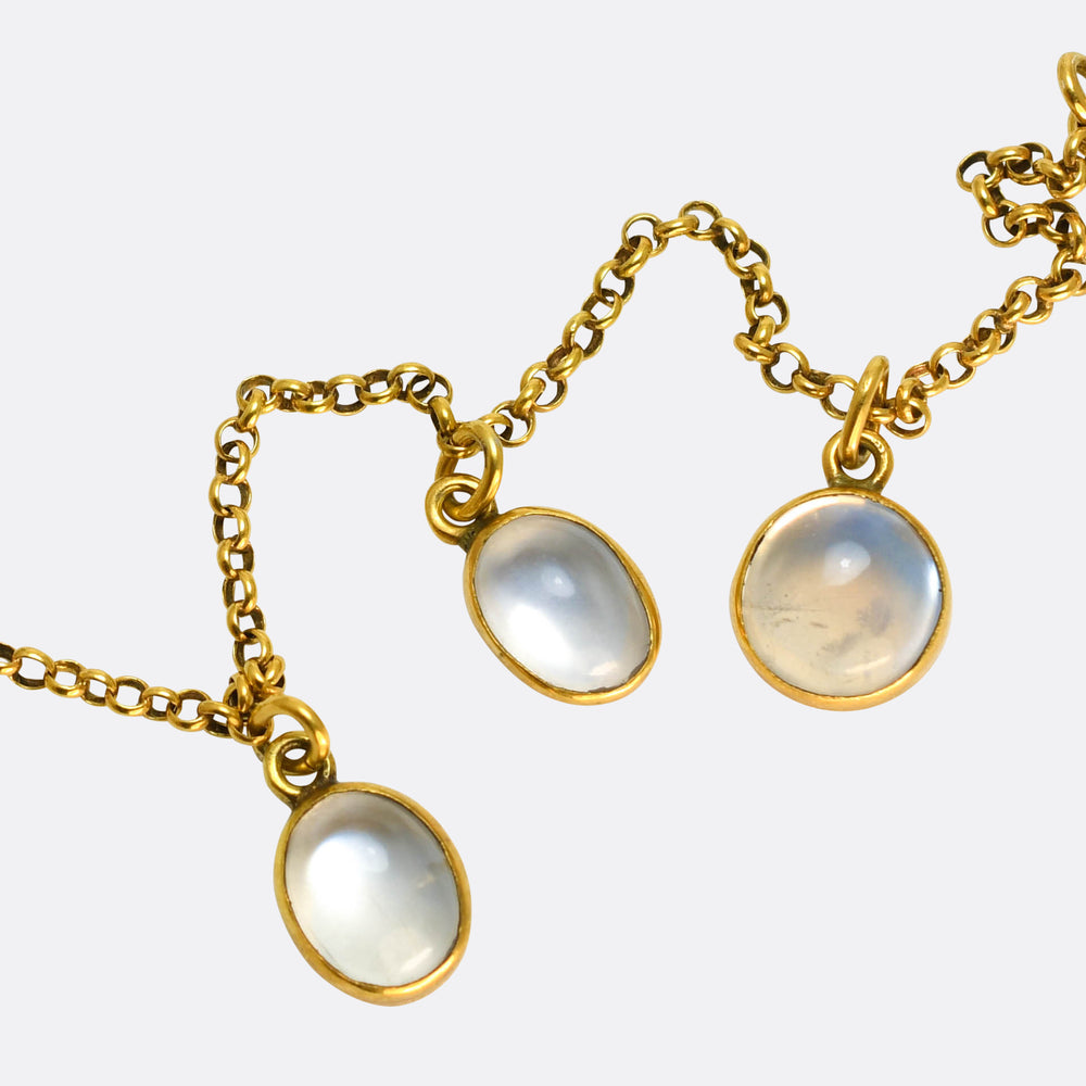 Edwardian 15k Gold Moonstone Necklace