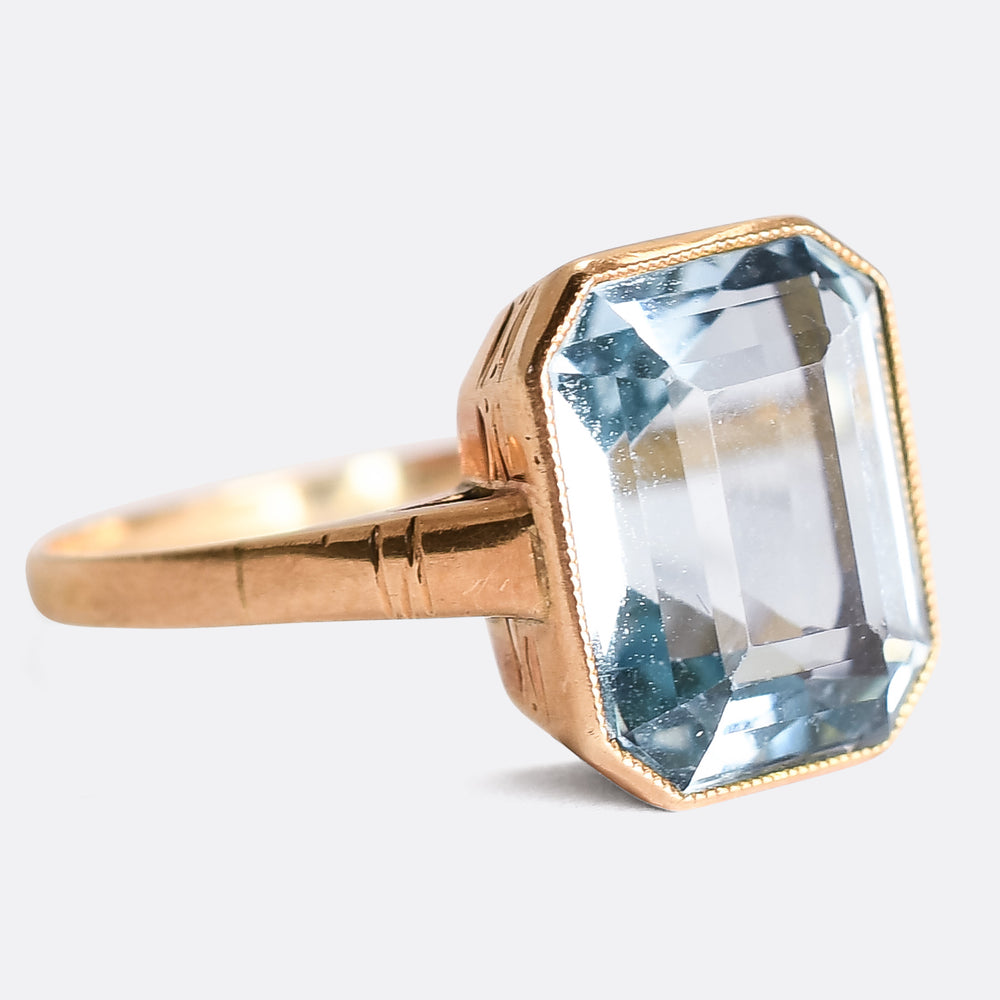 Edwardian 4.42ct Aquamarine Solitaire Ring