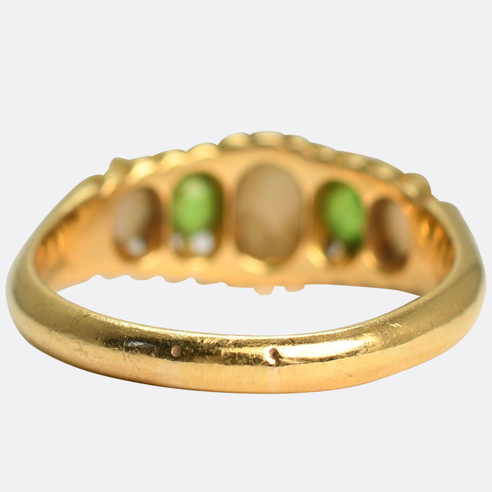 Edwardian Opal & Demantoid Garnet 5-Stone Ring