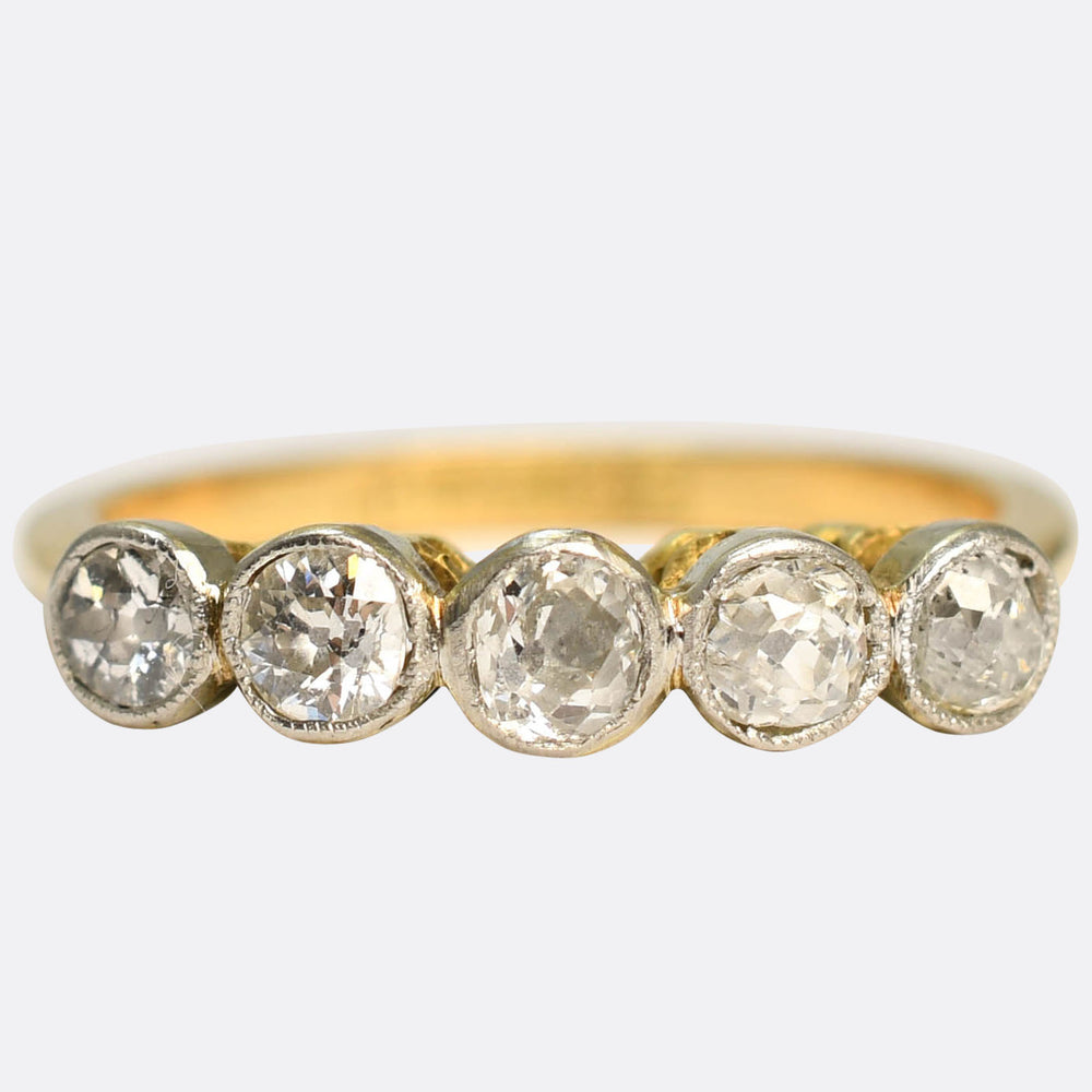 Edwardian Diamond 5-Stone Bezel Ring