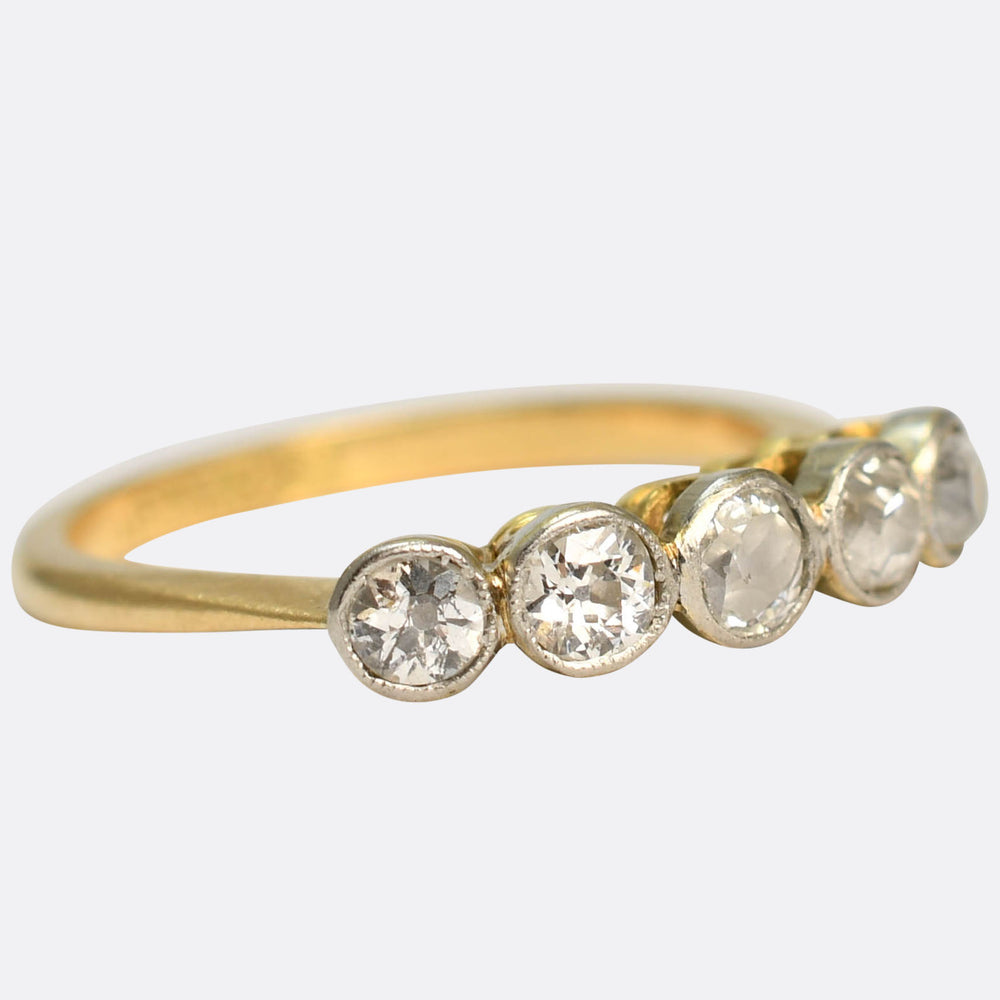 Edwardian Diamond 5-Stone Bezel Ring