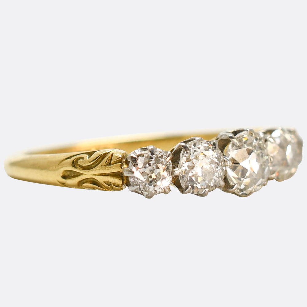 Edwardian Diamond 5-Stone Half Hoop Ring