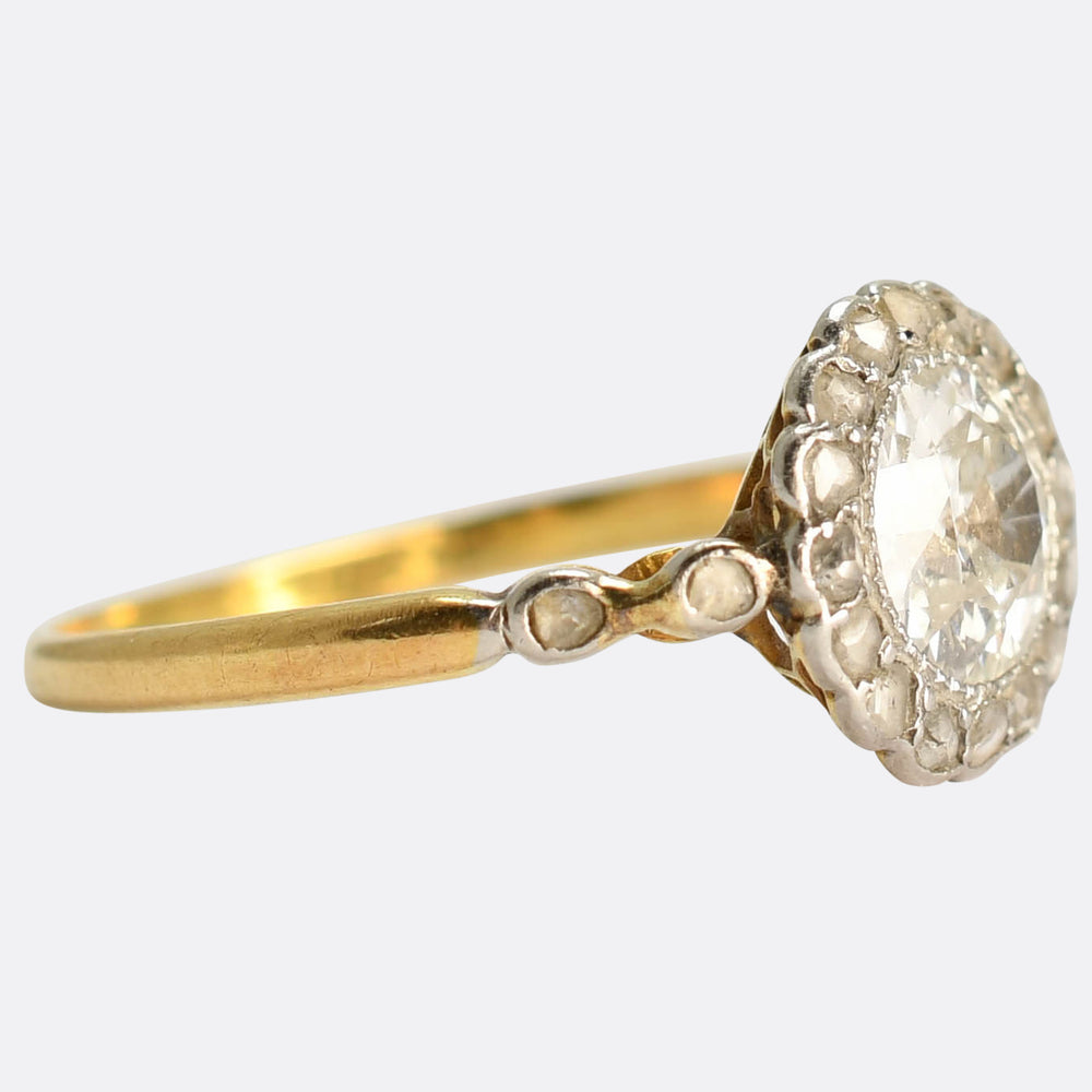 Edwardian Diamond Flower Cluster Engagement Ring