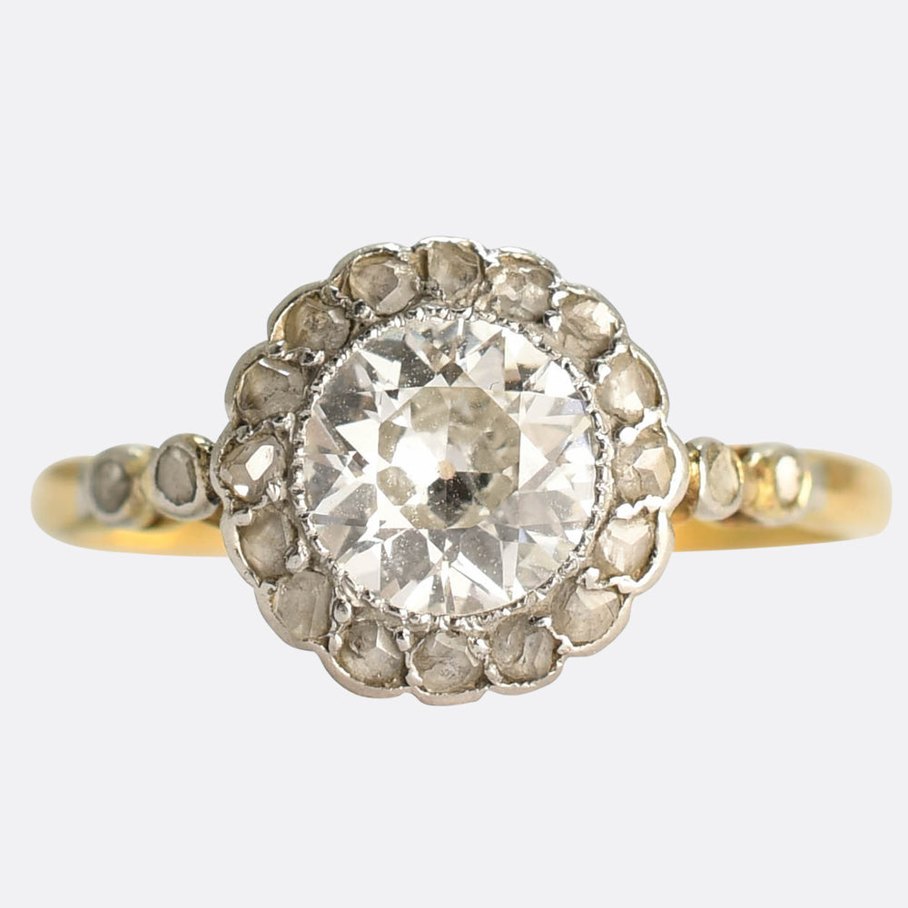 Edwardian Diamond Flower Cluster Engagement Ring