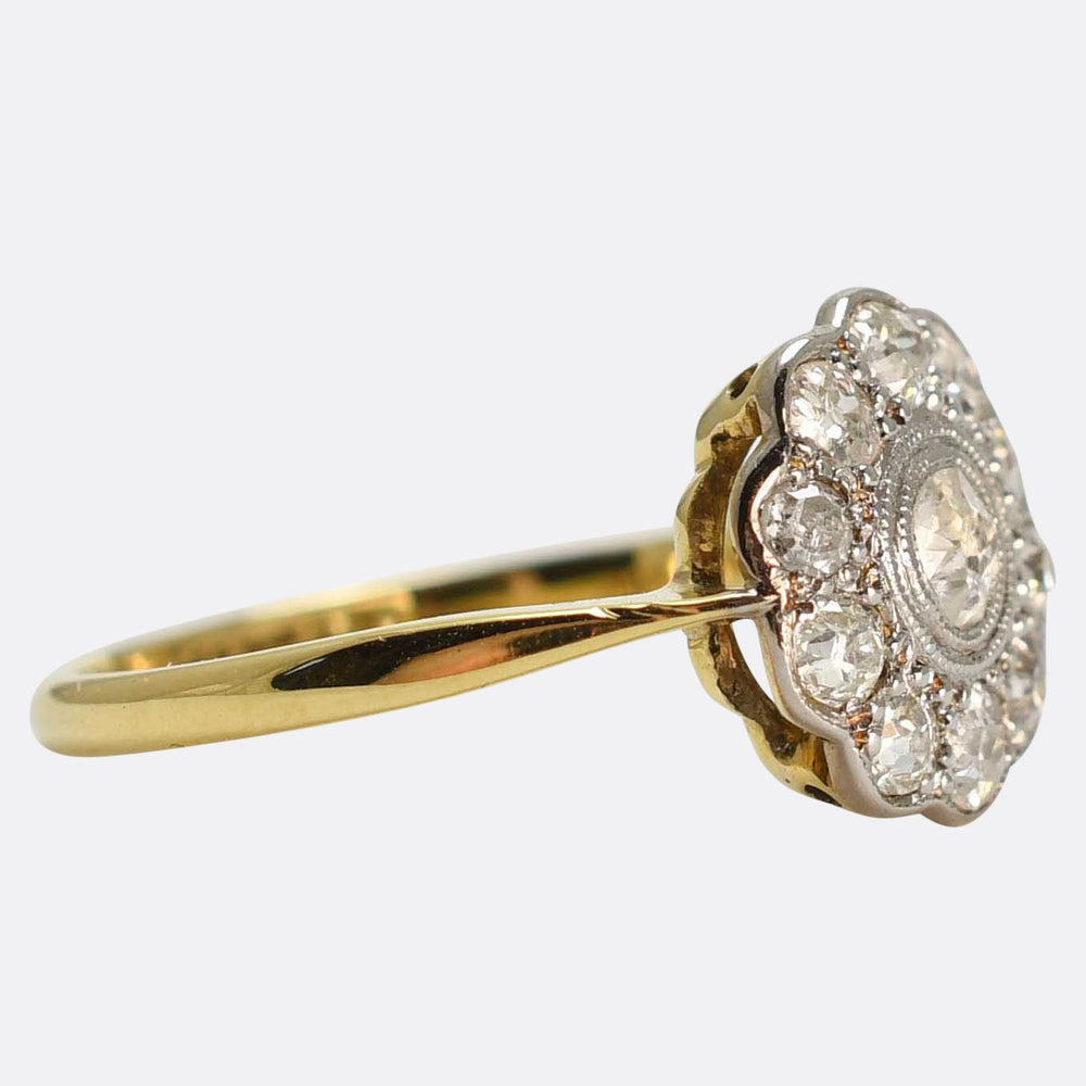 Edwardian Diamond Flower Cluster Ring