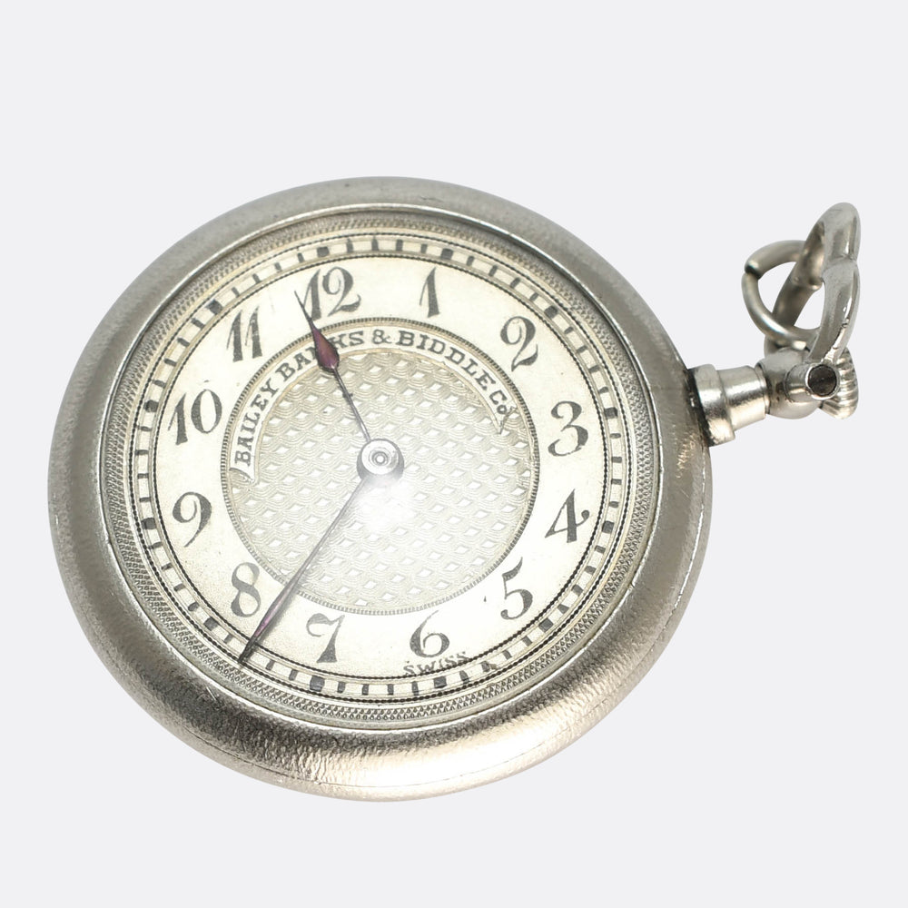 Edwardian Diamond Platinum Pocket Watch by Bailey, Banks & Biddle Co