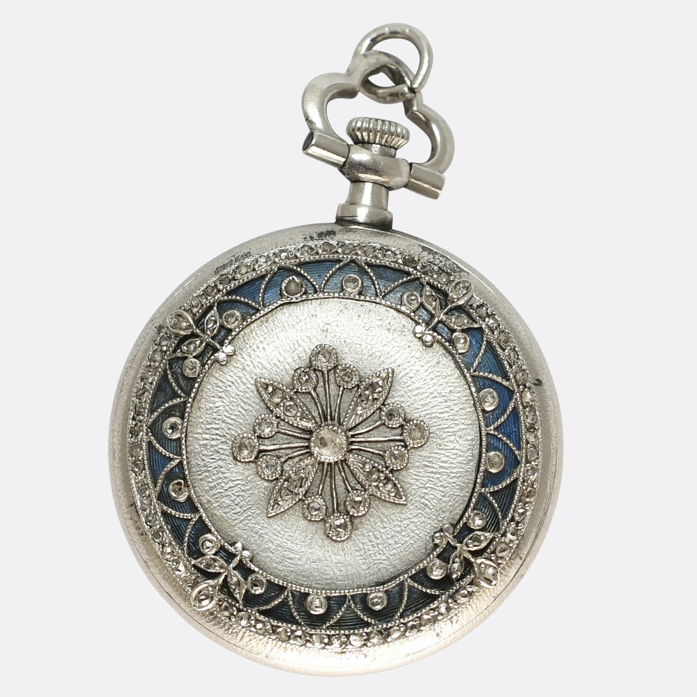 Edwardian Diamond Platinum Pocket Watch by Bailey, Banks & Biddle Co