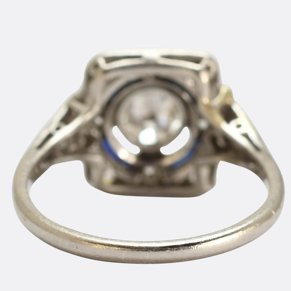 Edwardian Diamond and Sapphire Target Ring