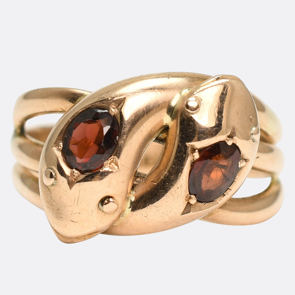 Edwardian Garnet Double Snake Ring