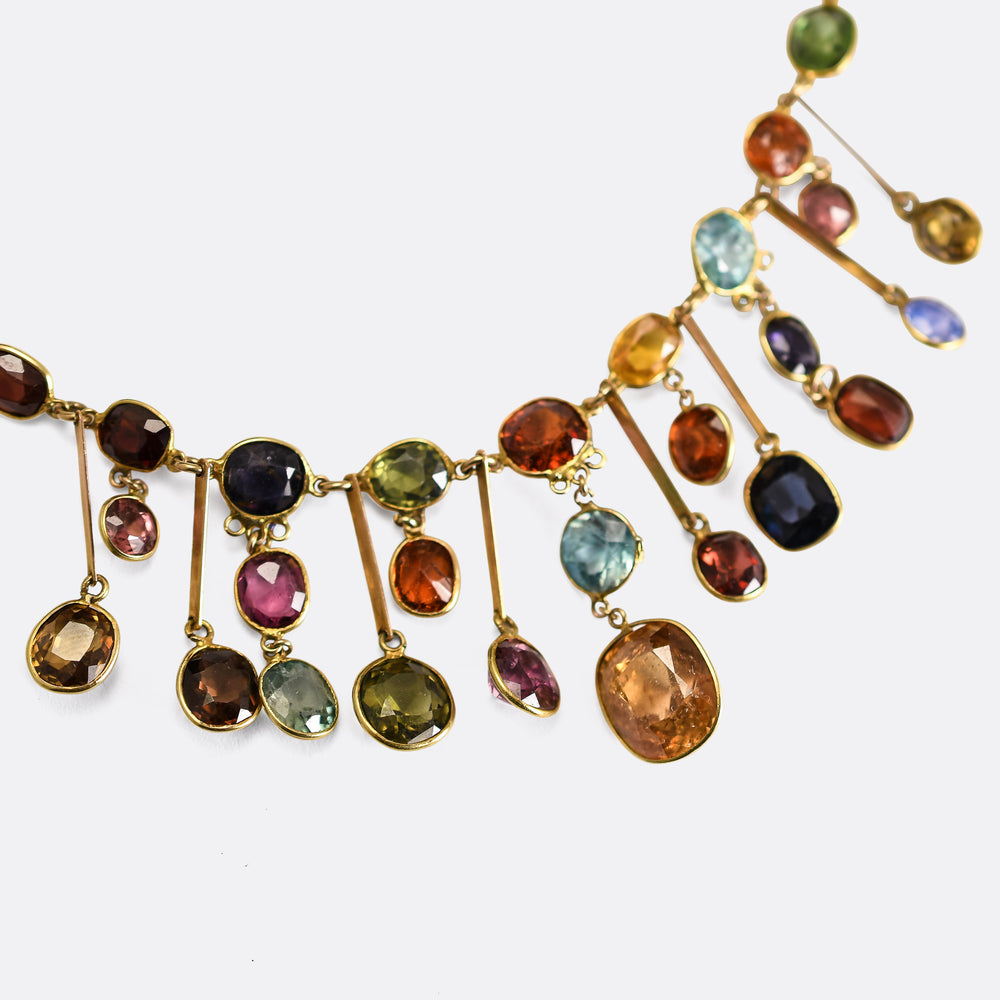 Edwardian Multigem Fringe Necklace