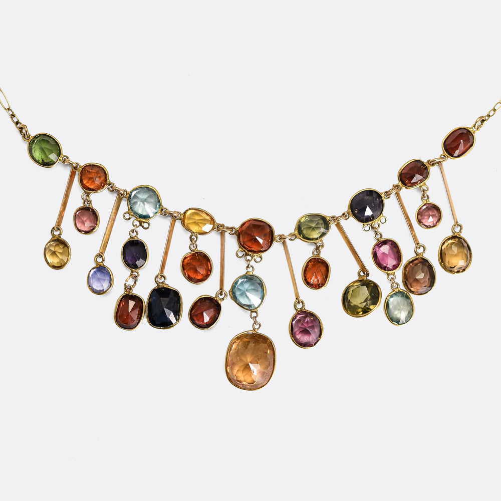 Edwardian Multigem Fringe Necklace