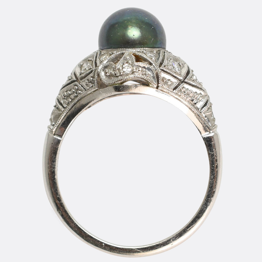 Edwardian Pearl & Diamond Openwork Ring