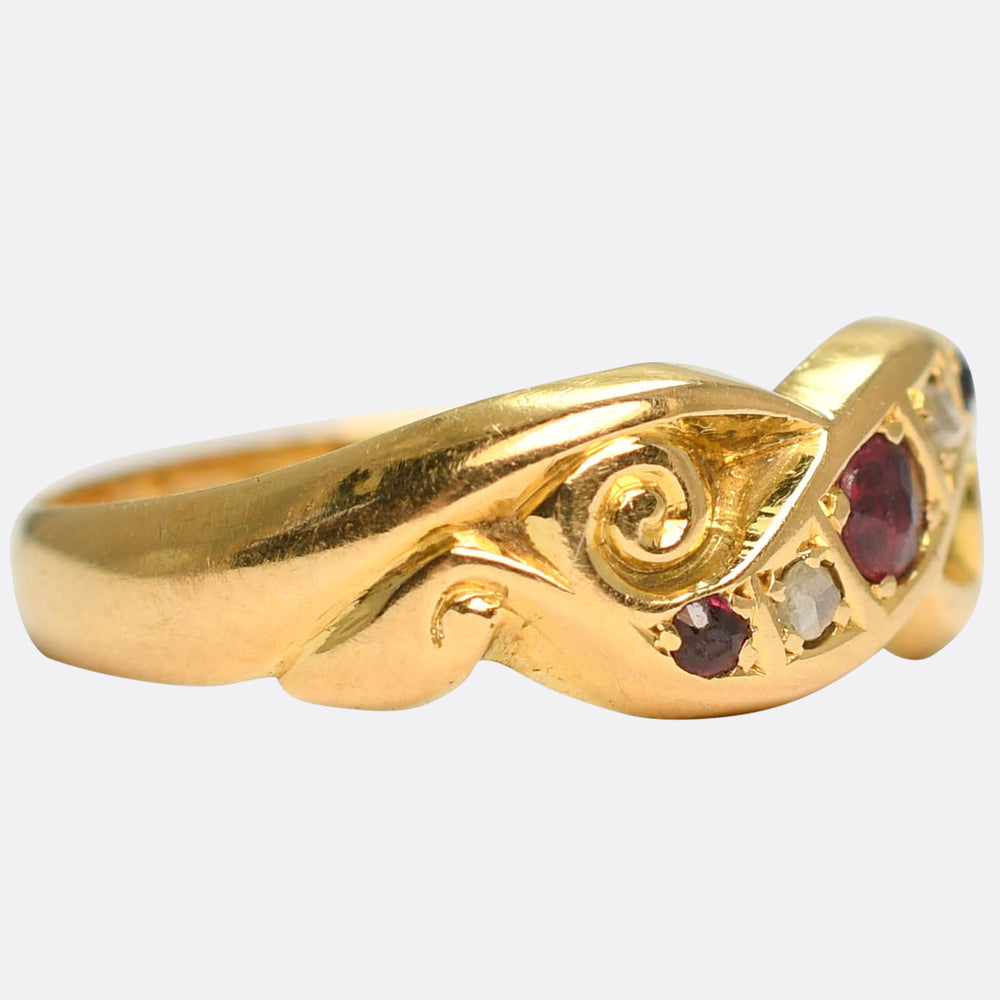 Edwardian Ruby & Diamond Swirled Gypsy Ring