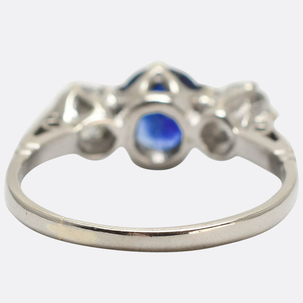 Edwardian Sapphire & Diamond 3-Stone Ring