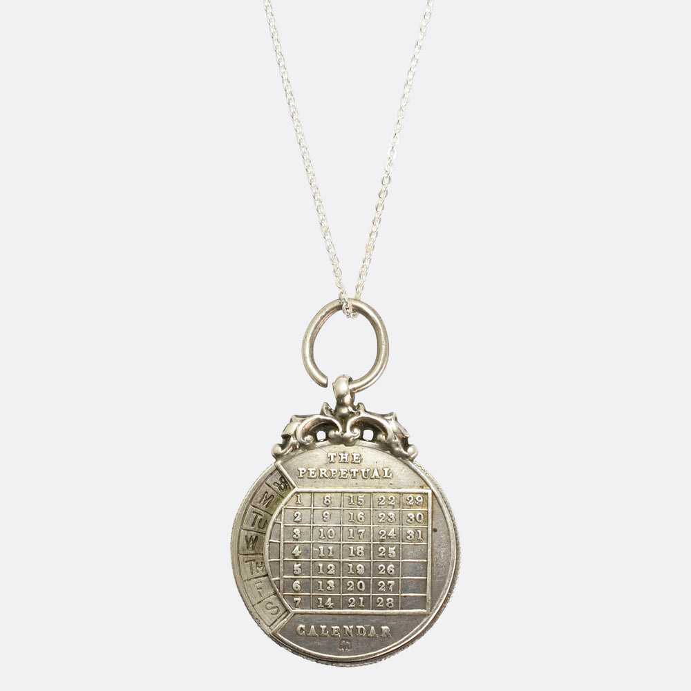 Edwardian Silver Perpetual Calendar Pendant