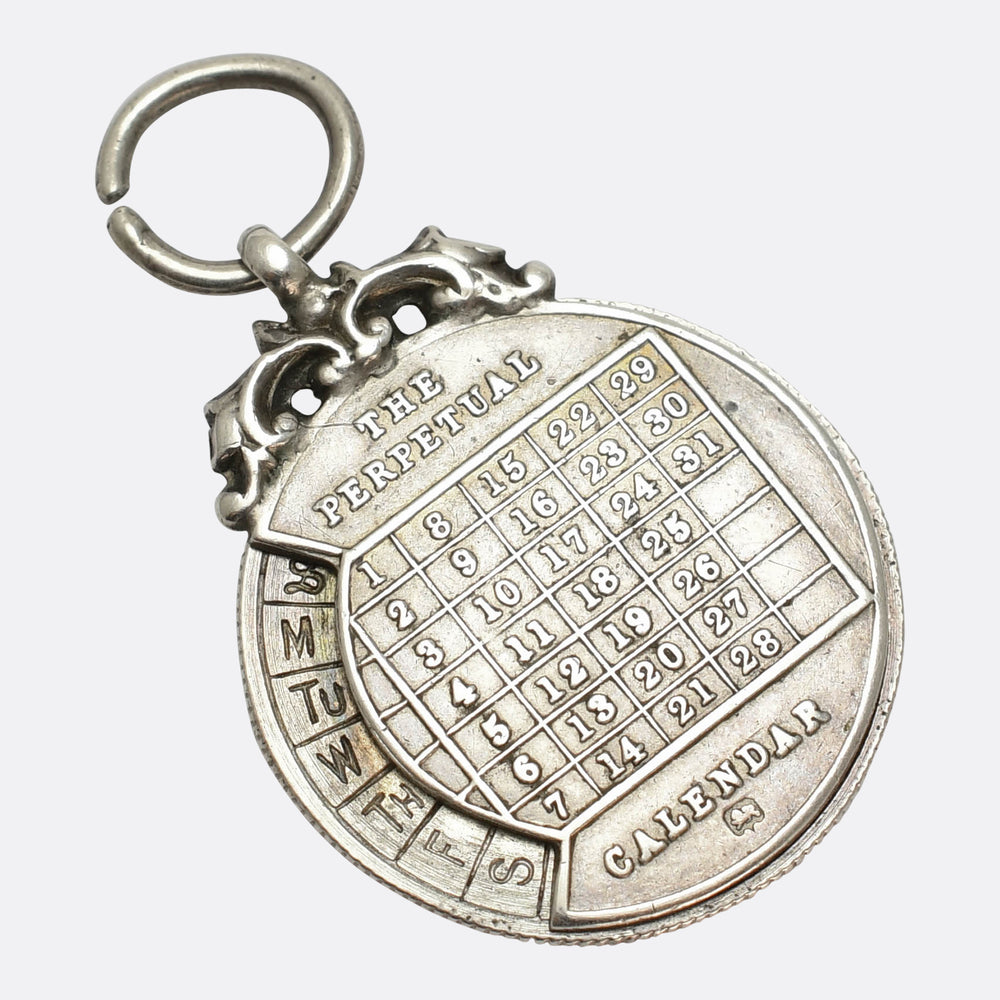 Edwardian Silver Perpetual Calendar Pendant