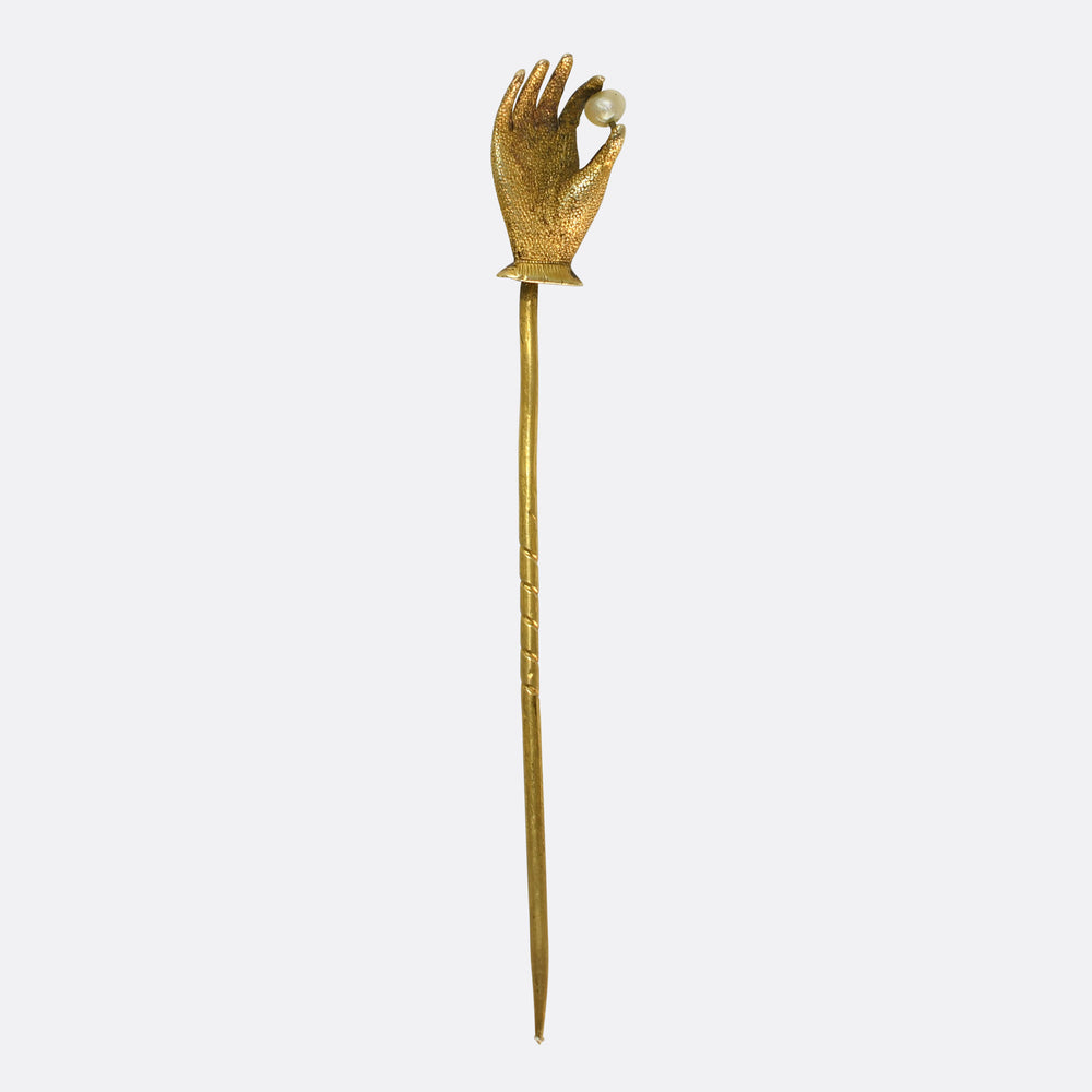 Georgian 15k Gold & Pearl Hand Pin