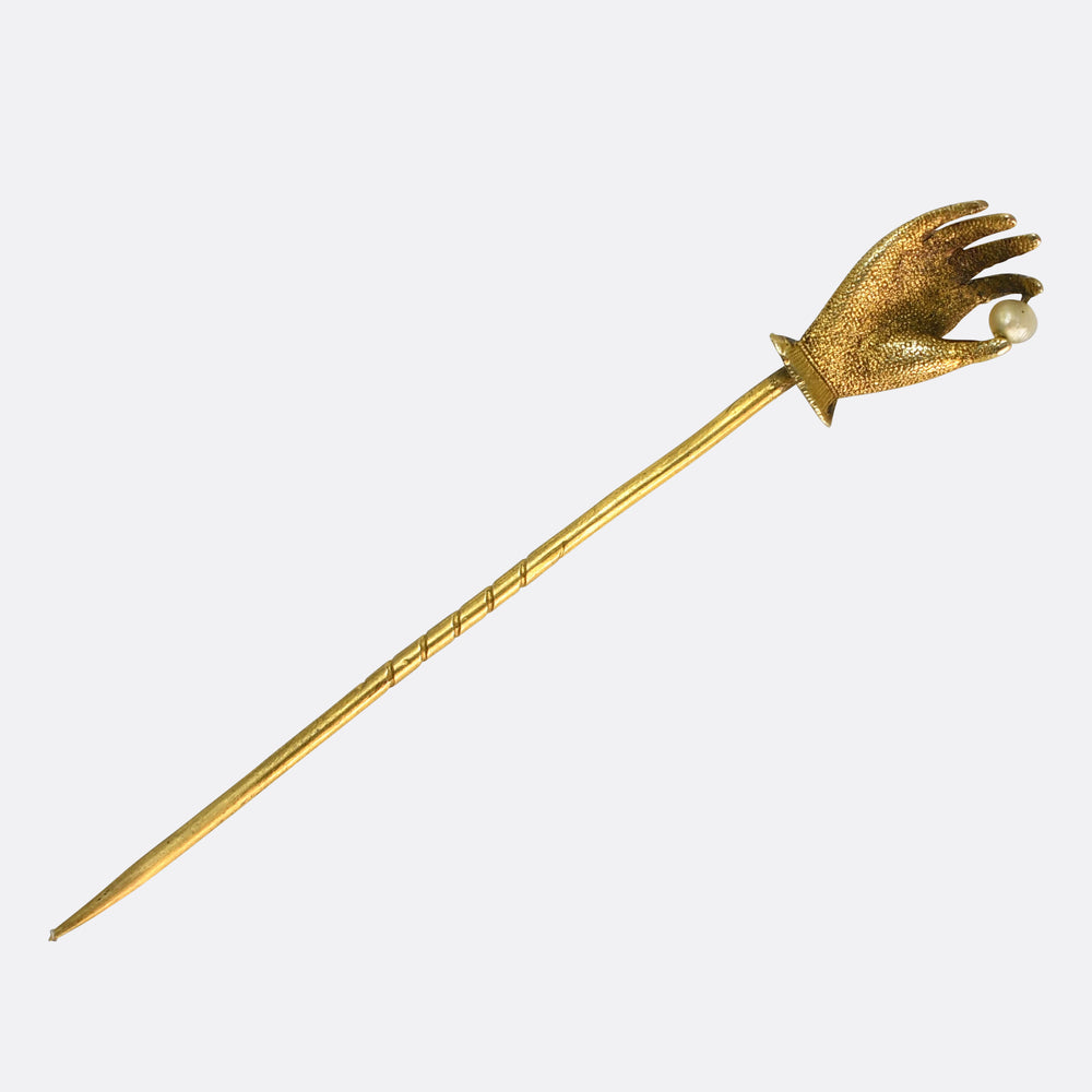 Georgian 15k Gold & Pearl Hand Pin