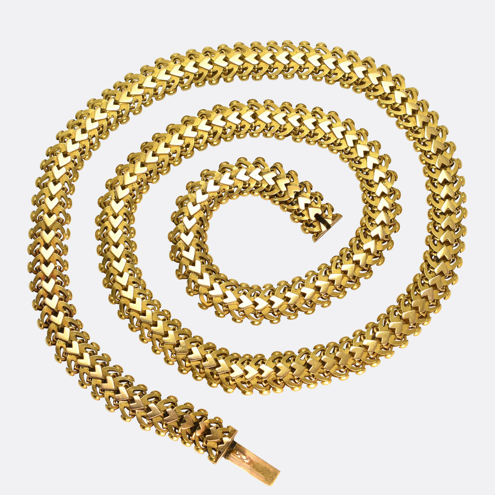 Georgian 18k Gold Serpentine Collar Necklace